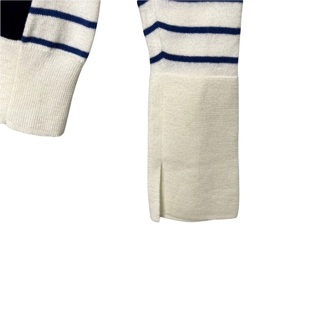 Joie Kaylara Cocktail Stripe Cotton Pullover Sweater Size XS Blue White Nautical